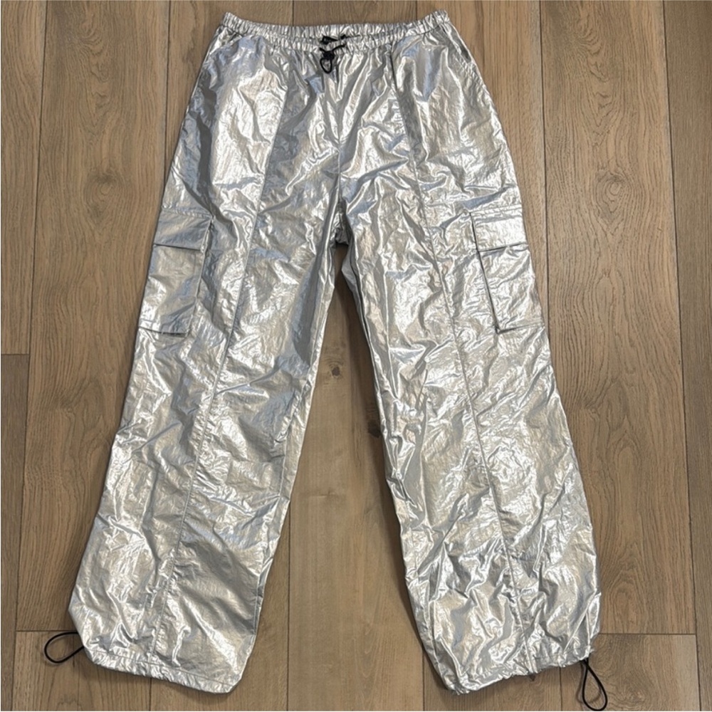 Sincerely Jules Silver Parachute Pants